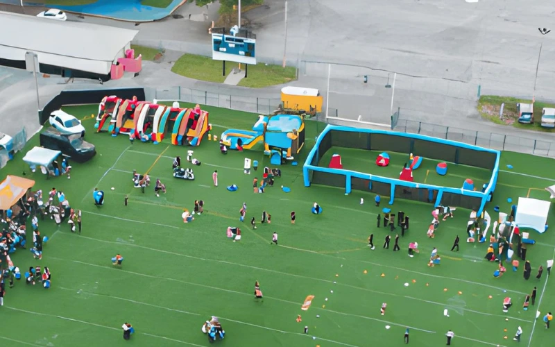 Event featuring inflatables and gellyball games